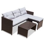 3 pcs Outdoor Rattan Wicker Couch Sofa Furniture Set