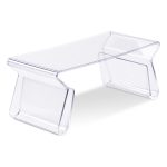 38″ Clear Acrylic Coffee Table with Integrated Magazine Rack