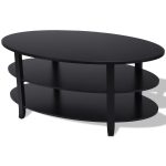 3-Tier Oval Display Shelf Coffee Table w/ Wooden Legs