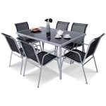 7 Piece Patio Furniture Steel Table Chairs Dining Set