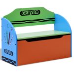 Crayon Themed Wood Toy Storage Box and Bench for Kids