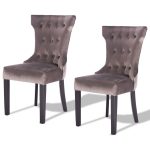 Set of 2 Tufted Upholestered Armless Dining Chair w/ Wood Legs