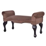 45″ Rolled Arms Upholstered Wood Leg Bench Seat Chair