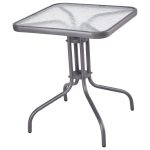 24″ Outdoor Patio Squre Table with Tempered Glass Top
