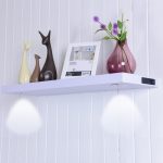 48″L Black/White Wall Mount Shelf with LED Lamp