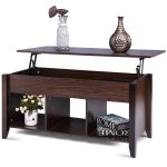 Lift Top Coffee Table w/ Hidden Compartment Storage Shelf