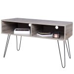 Wood Console Entertainment TV Stand w/ Metal Hairpin Legs