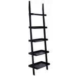 BK/WH 5-Tier Leaning Wall Display Bookcase