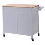 White Kitchen Cabinet Trolley Cart with a Push Handle
