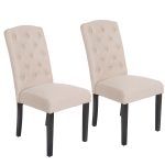Set of 2 Modern Accent Fabric Dining Chairs