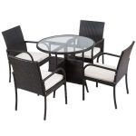 5 pcs Rattan Patio Furniture Set with Round Table